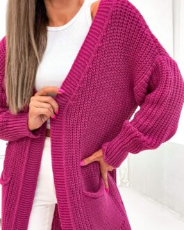 Sweter długi malinowy