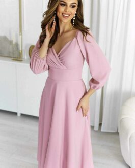 Sukienka EVA MIDI pudrowy róż