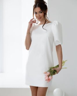 Amara – sukienka mini z bufiastym rękawem w kolorze białym