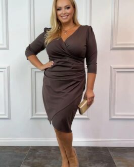 CARMEN – sukienka z rękawkiem w kolorze czekoladowym